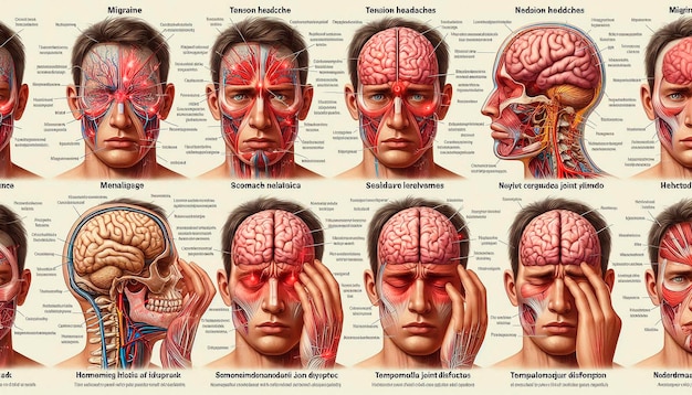 Photo a poster showing the anatomy of a human brain and brain