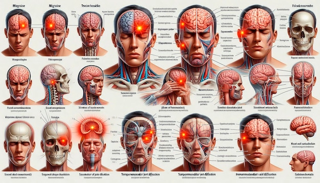 Photo a poster showing the anatomy of a man and his brain