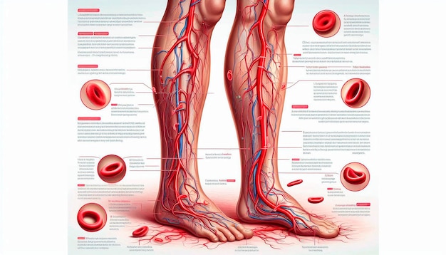 a poster showing a human body and blood cells