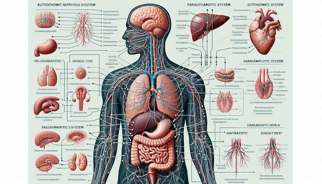 Photo a poster showing a human body and the brain