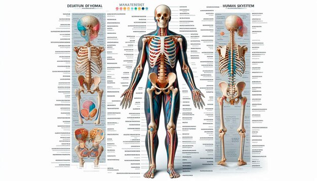 Photo a poster showing a human skeleton and the bones of the body