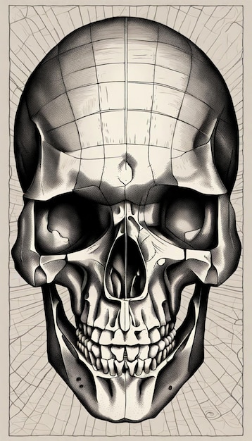 a poster for a skull with a picture of a skull on it