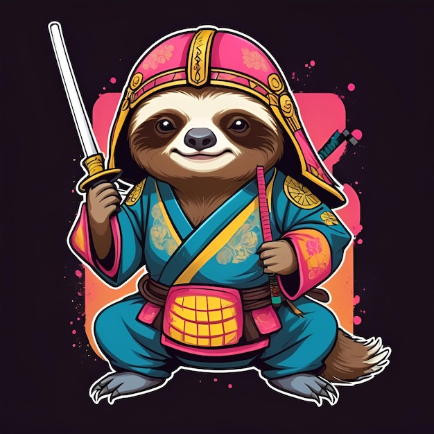 Photo a poster for a sloth samurai with a panda on it