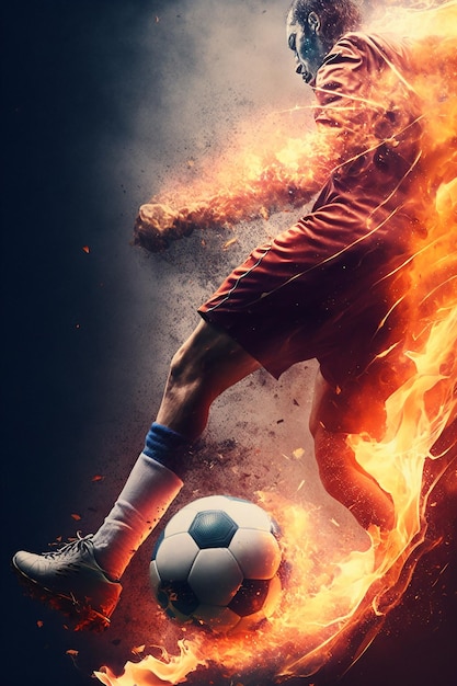 A poster for soccer with a fireman on it