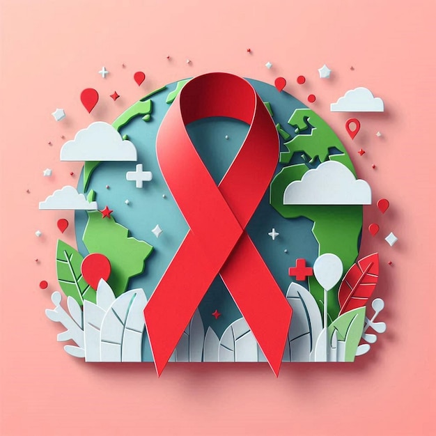 a poster for a social network with a red ribbon on it