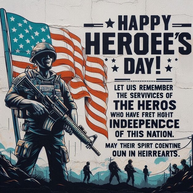 a poster for a soldier who is celebrating the heroes day