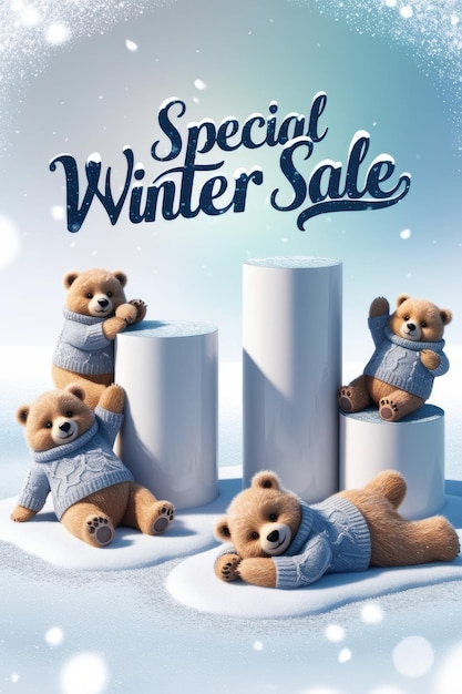 Photo a poster for special sale shows a collection of teddy bears