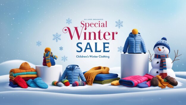 Photo a poster for special sale with a snowman and hats