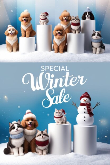 Photo a poster for special sale with a snowman and a snowman