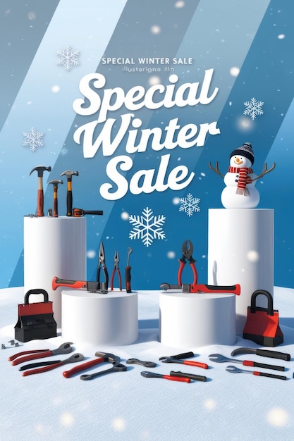 Photo a poster for special special christmas sale with a snowman and snowman