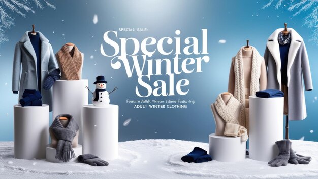 a poster for special special winter sale with a snowman and a snowman