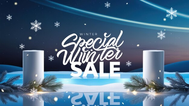 Photo a poster for special winter sale with a snowman and a snowman