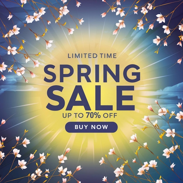 a poster for spring sale with a background of flowers and the words spring sale