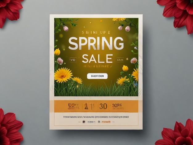 Photo a poster for spring sale with flowers and a label saying spring sale