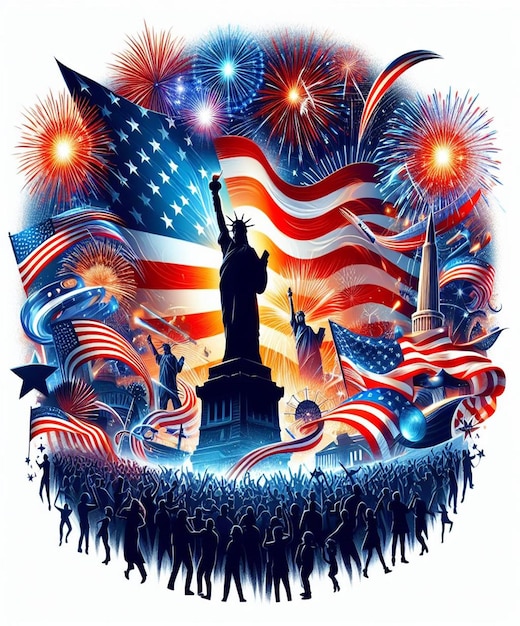 a poster of the statue of liberty and the united states of america