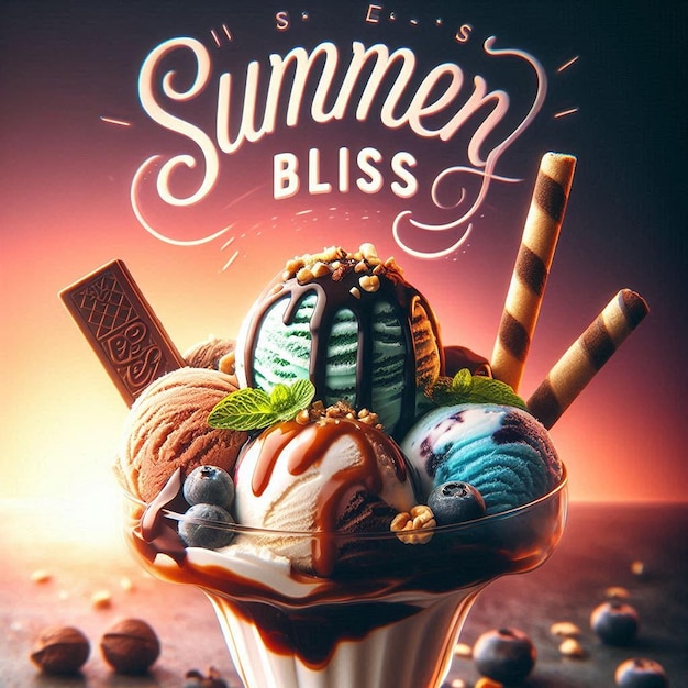 a poster for summertime ice cream with the words summer is on the bottom