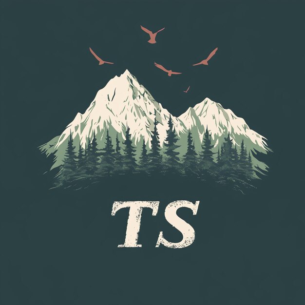 Photo a poster for t - shirts with mountains and trees