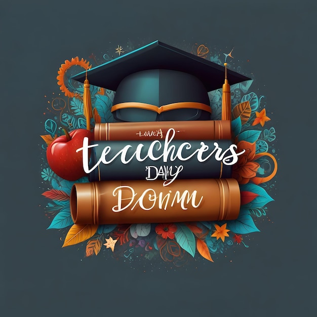 a poster for a teacher day day day with a bookmark on the top