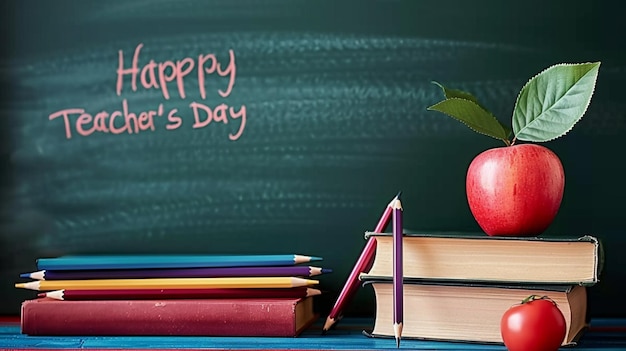 Photo a poster for teacher day day with a that says happy teachers day with teacher background