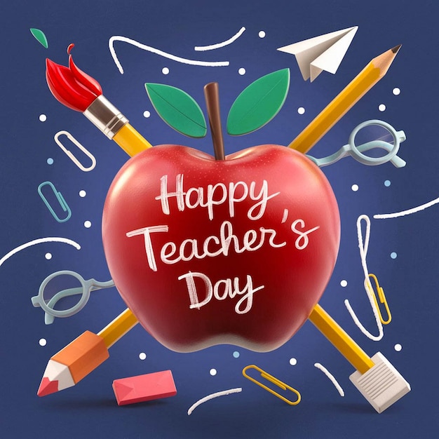 Photo a poster of a teachers day day day with pencils and other pens