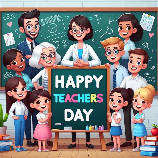 a poster of teachers day day written on a board