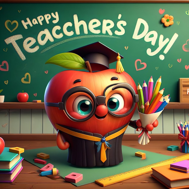 a poster of a teachers day day written on a chalkboard