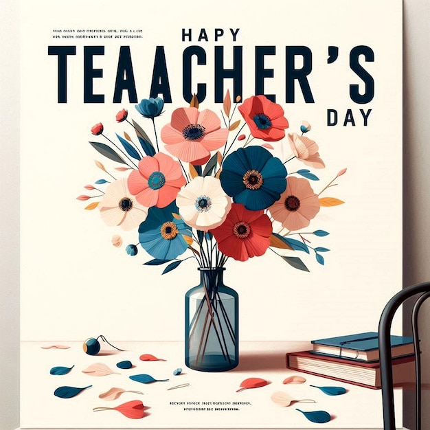 Photo a poster for teachers day is displayed on a table