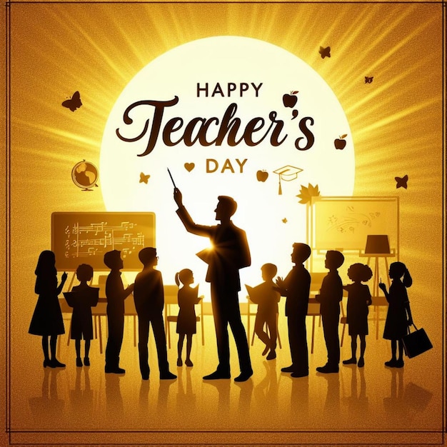 a poster of a teachers day poster with children and children