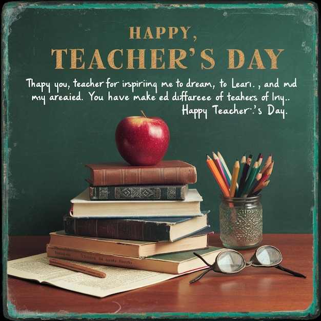 Photo a poster of teachers day written on a chalkboard background with happy teachers day banner with thak