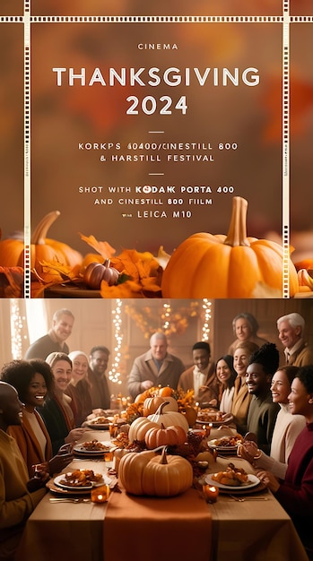 Photo a poster for thanksgiving is shown with a pumpkin patch