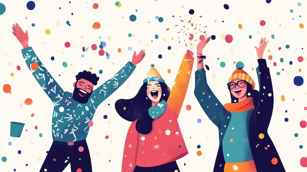 a poster that has people celebrating with confetti and sprinkles