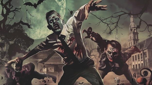 a poster that has a zombie on it