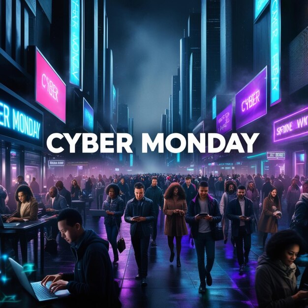 Photo a poster that says cyber monday on it