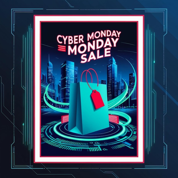 Photo a poster that says cyber monday sale is on the screen