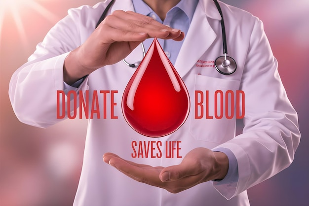 Photo a poster that says donate blood in red