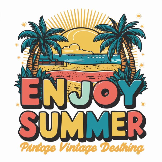 Photo a poster that says enjoy summer vintage style summer beach