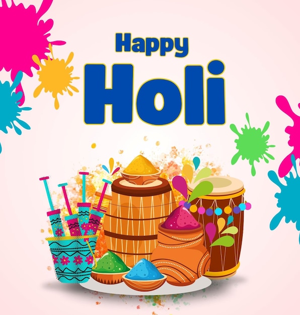 Photo a poster that says happy holi on it