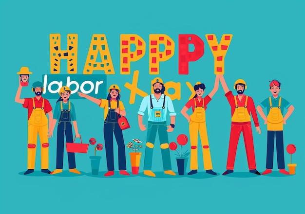 Photo a poster that says happy labor day on it