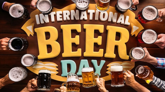 a poster that says  international beer day