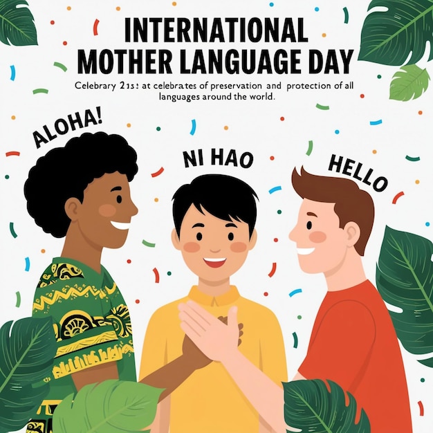 a poster that says international language day day on it