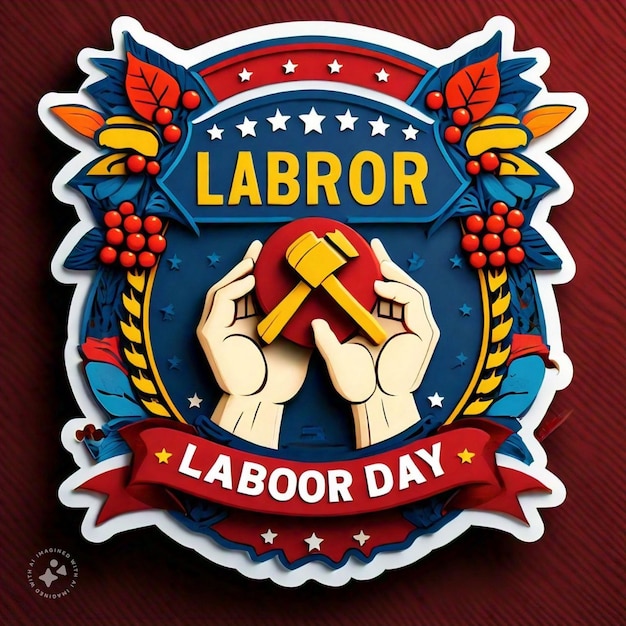 a poster that says quot labor day day quot is on a red background