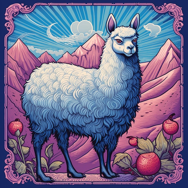 A poster that says llama in the middle of it.