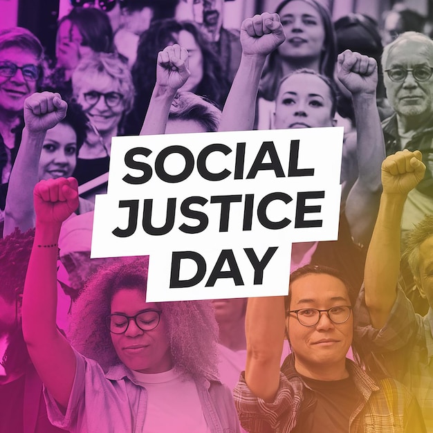 Photo a poster that says social justice day may day day day