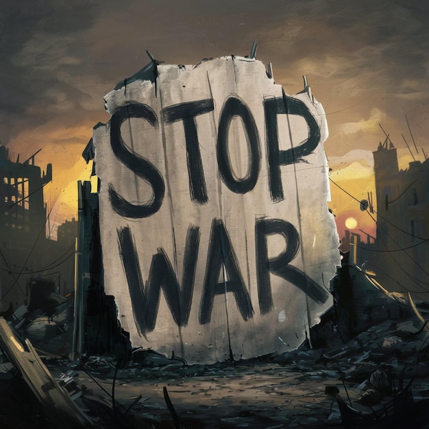 a poster that says stop war on it