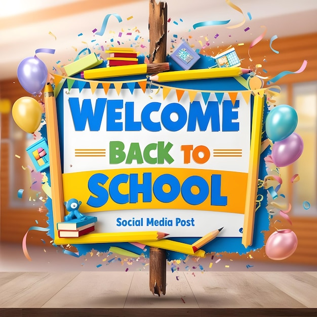 a poster that says welcome back to school with a banner that says welcome to school