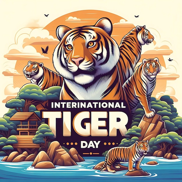 Photo a poster for the tiger tiger day with the words international tiger