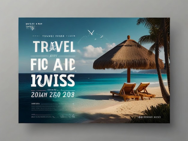 a poster for travel aid on a beach