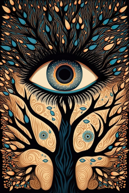 A poster for the tree of life with the eye of the tree and the eye of the tree.