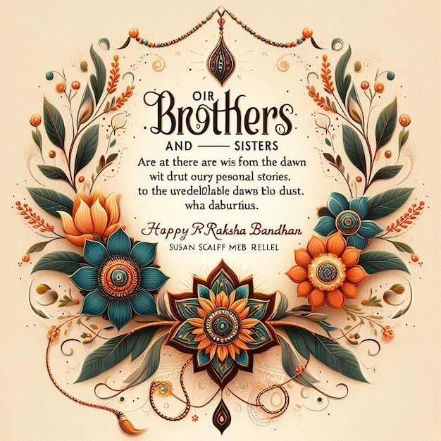 Photo a poster for two brothers and sisters with a floral border