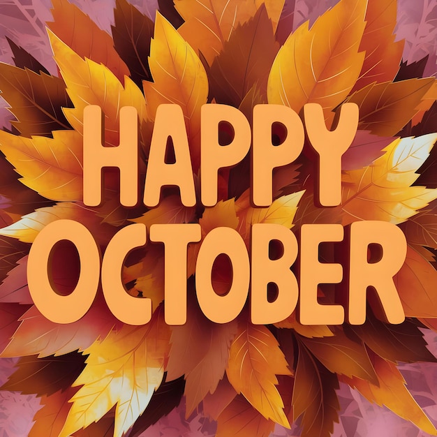 Photo a poster of typography text happy october